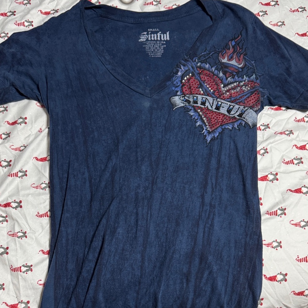 Sinful Navy Heart Graphic Tee